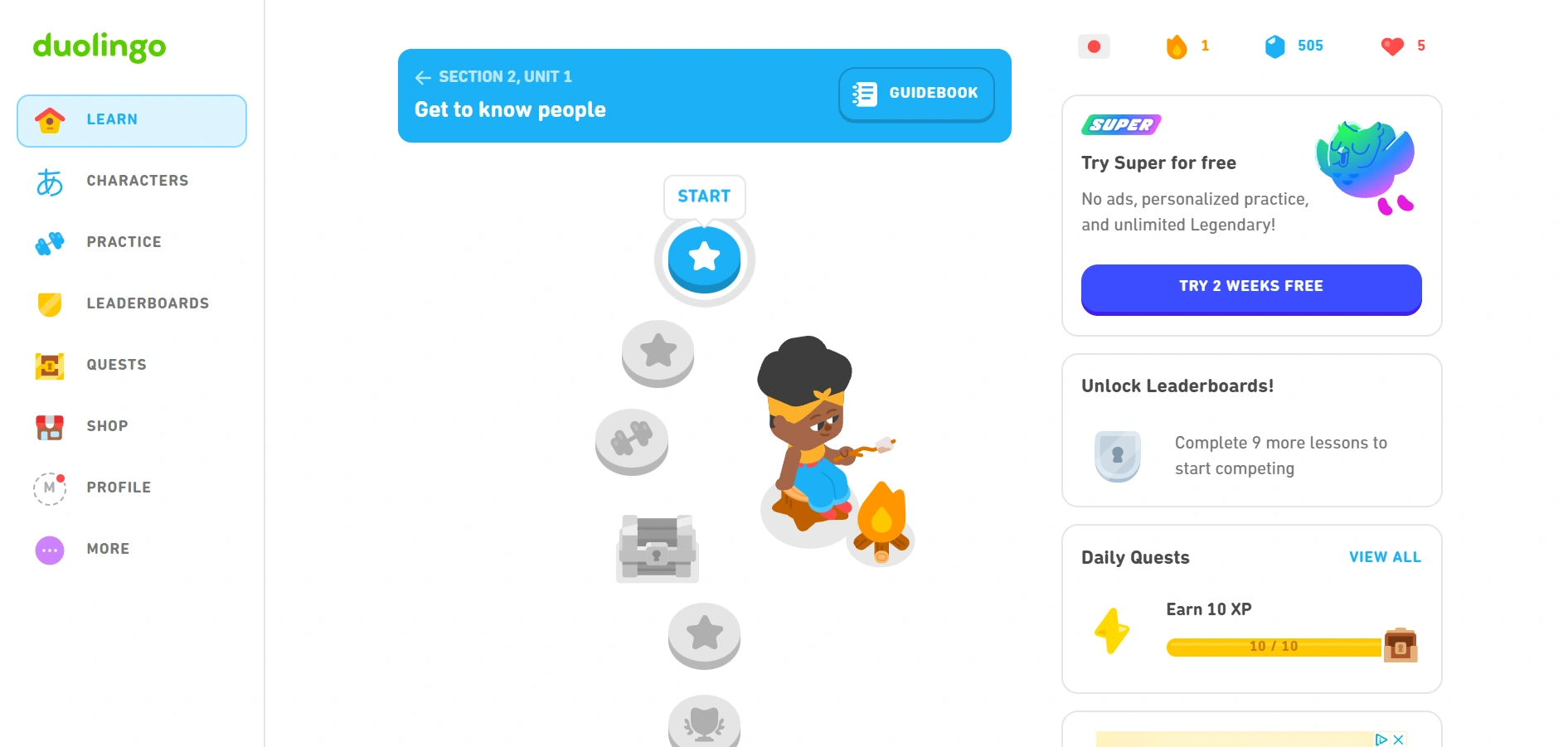 Duolingo as Best AI website for student 2025