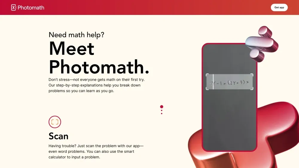 Photomath as Best AI website for student 2025